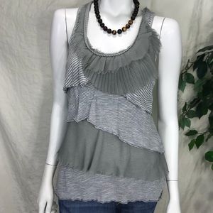 Anthropologie Deletta Gray & White Sleeveless Top